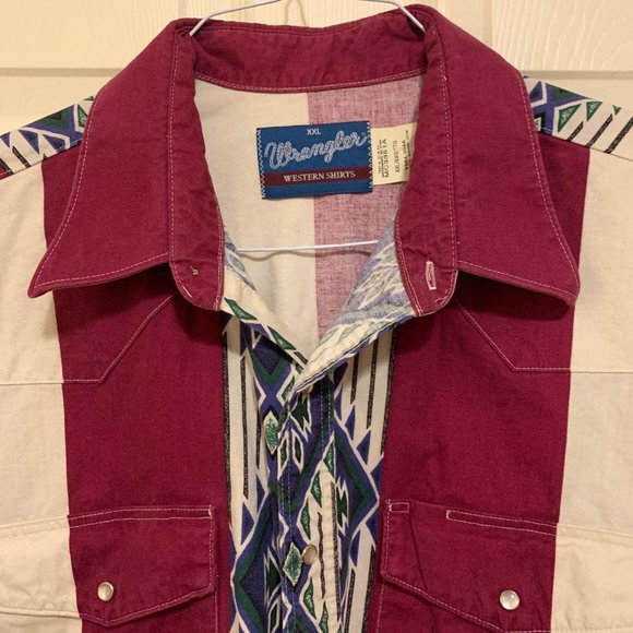 Wrangler XXL Pearl Snap Aztec Southwest Shirt - Picture 3 of 4